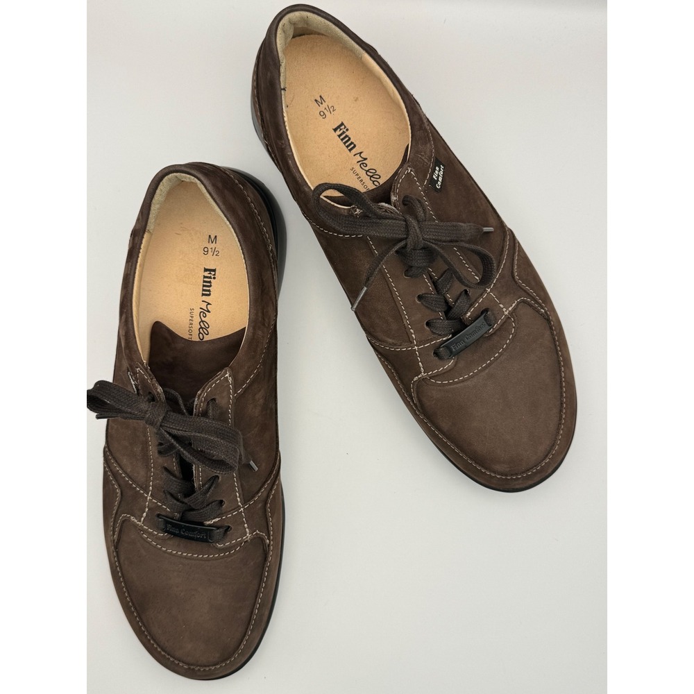 Finn Comfort Mens Brown Leather Lace Up Shoes Size 9.5 M SuperSoft Comfort